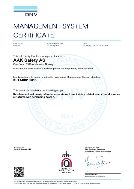 Our certifikat ISO 14001